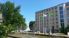 New Flags Flapping In Front of Main Building